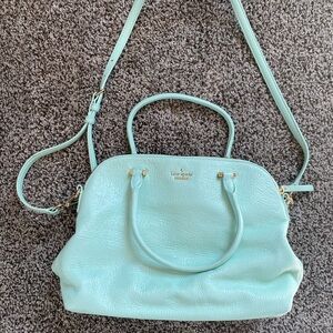 kate spade Mint Green Pebbled Leather Satchel with Crossbody Strap